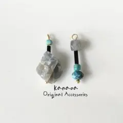 ラブラドライト×ターコイズ 天然石ピアスorイヤリング