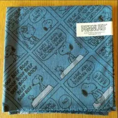 スヌーピー　ハンカチ　コミック柄　大判　バンダナ　青