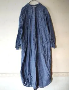 無印良品❋ガーゼワンピース❋クルタ❋裏ブルーブロックチェック