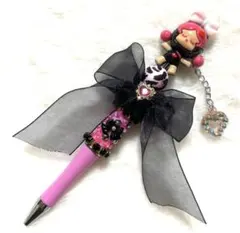 カスタムボールペン⭐︎黒、ピンク⭐︎リボン