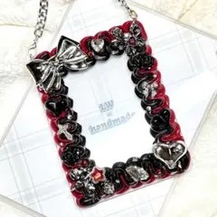 W916 ホイップデコ 硬質トレカケース 赤 黒 シルバー 天使 蝶 薔薇 花