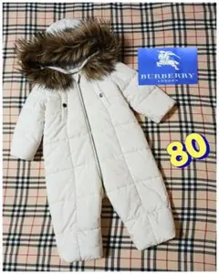 バーバリーロンドン◆中綿入！防寒着　ジャンプスーツ　カバーオール◆80cm 白