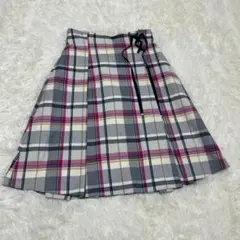 ef-dé スカート チェック柄 ウエストリボン付き ガーリー クラシカル
