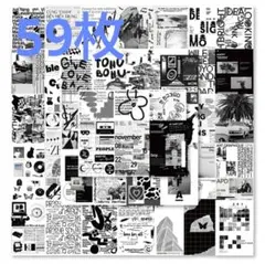 白黒ポスター ステッカー 【60枚】レトロ看板　モノトーン　写真　グラフィック