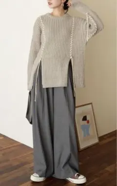 FREAK'S STORE ブランケット ステッチ リブ ニット プルオーバー