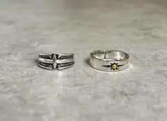 【お得な2点セット！】ヴィンテージリングアクセサリー メンズ シルバーレディース