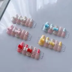 ネイルチップオーダー推し活メンカラ量産型スナ系 ワンホンちゅるんフレンチガーリー