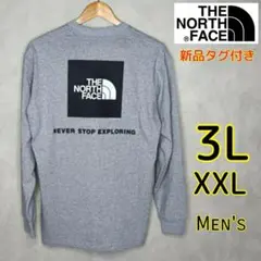 ノースフェイス 3L グレー2 バックスクエアロゴ 長袖Tシャツ ロンＴ