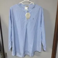 isoLaine ブルーストライプシャツ 3L