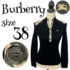 【高級】BURBERRY ノバチェック ニット セーター メタルボタン ブラック