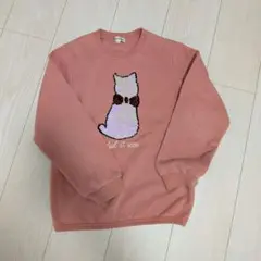 シューラルー トレーナー 140 スパンコール 猫 裏起毛 冬