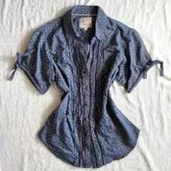 2000s Wishcore ブローチ付き水玉刺繍リボンブラウス ハートチャーム