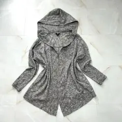 H&M フード カーディガン グレー XS ゆるだぼ 薄手 羽織