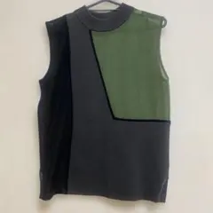 バイカラー ノースリーブ ニット モックネックのサムネイル