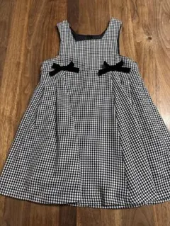 ノースリーブ黒白チェックワンピース