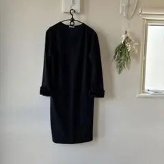 GLACIER 黒 長袖ひざ丈ワンピース M