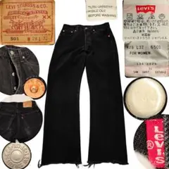 ​1864【希少】90s Levi's 6501 ブラックデニム 米国製 W28