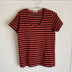 LACOSTE ボーダー Tシャツ オレンジ×ネイビーのサムネイル