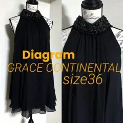 GRACE CONTINENTAL Diagram Silk100% ドレス