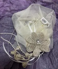 アイボリー 花モチーフ 髪飾り