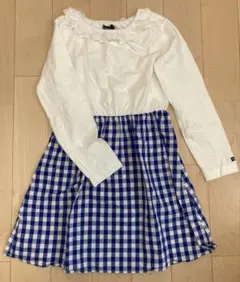 Moujonjon ギンガムチェックワンピース 長袖130cm