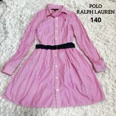 【美品】現行タグ ポロラルフローレン ベルト付 長袖シャツワンピース 140