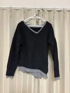 JEANASIS Vネックセーター ブラック・グレー