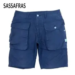 SASSAFRAS フォールリーフ ショーツ ショートパンツ ロゴ ネイビー Mのサムネイル