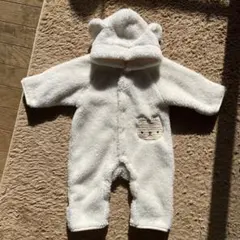 クマ耳付きジャンプスーツ　ベビー　ロンパース　防寒着　60㎝