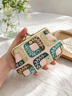 minaperhonenネイビー系パッチ あおりポケット親子がま口財布 - メルカリ