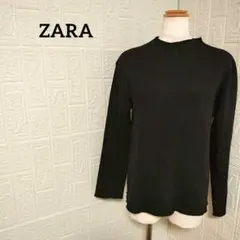 ザラ 長袖ニット プルオーバー ブラック 黒 無地 シンプル 上品 洗える S