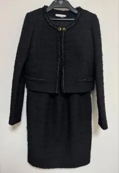 新品 レッセパッセ ブラックツイードセットアップ　スーツ ジャケット ワンピース