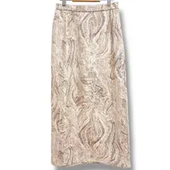 フィフス fifth ロングスカート F マーブル模様 ゴールドライン ベージュ