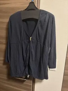 Lサイズ レディース 大きい ネイビー カーディガン 着痩せ着まわし