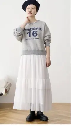 IENA/カットジャガードティアードスカート/ホワイト/36/ベイクルーズ