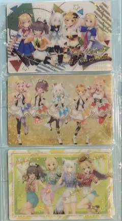 ホロライブ１期生メタリックプラカード３枚　ウエハース1,2,S.E. 内袋未開封