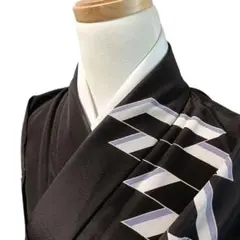 K135 袷 お召し物 着物 小紋 化繊 洗える 踊り 黒