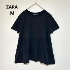 ZARA 半袖Tシャツ フリル 半袖シャツ ブラック　M