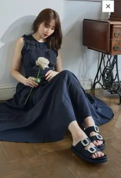 Back Lace-Up Cotton Long Dress