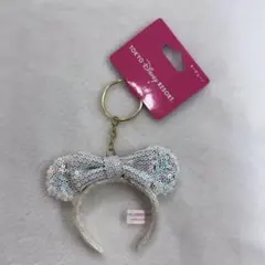 ディズニー　スパンコールカチューシャキーチェーン　白