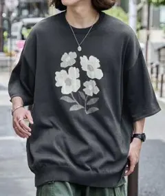 【FLOOWM】 Wジャガード編みフラワービッグシルエット半袖ニットのサムネイル