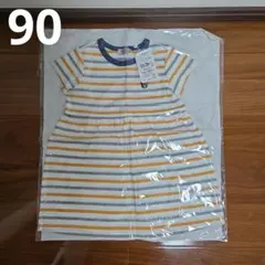 新品未使用　ミキハウス　ダブルビー　半袖ワンピース　ボーダー　女の子　90