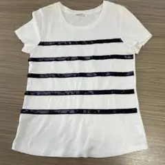 Tomorrowlandホワイト ストライプ Tシャツ スパンコール付のサムネイル