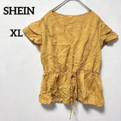 早い者勝ち✨SHEIN 【XL】マスタード 半袖 ブラウス オシャレ