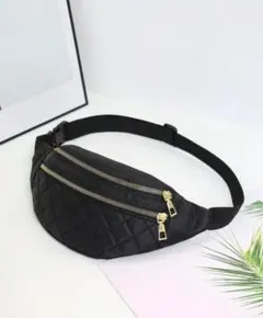 ウエスト バッグ クロスボディバッグ ショルダーバッグ ブラック 新品 キルト