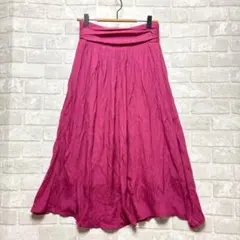 トップバリュ スカート フレア M 美品 マゼンタ ギャザー シフォン風 薄手のサムネイル