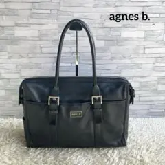 【✨美品】アニエスベー 黒レザービジネスバッグA4可 本革ブラック