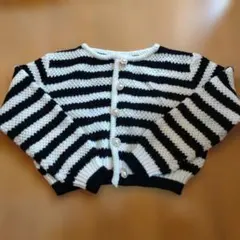 黒と白のストライプカーディガン