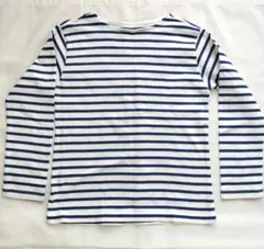 無印良品 太番手ボートネック長袖Ｔシャツ ブルーボーダー M