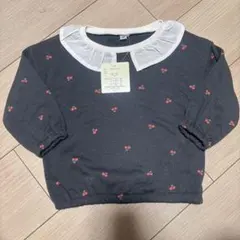【新品•タグ付き•未使用】襟付きチェリー柄トレーナー 裏起毛 95cm